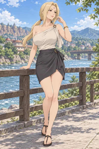 Tsunade · Asymmetric top + angled miniskirt