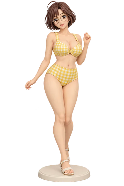 Yoriko Nikaido · Bikinis + summer figures · Yellow gingham bikini