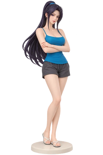 Duanmu Rong · Blue camisole + shorts · 3D