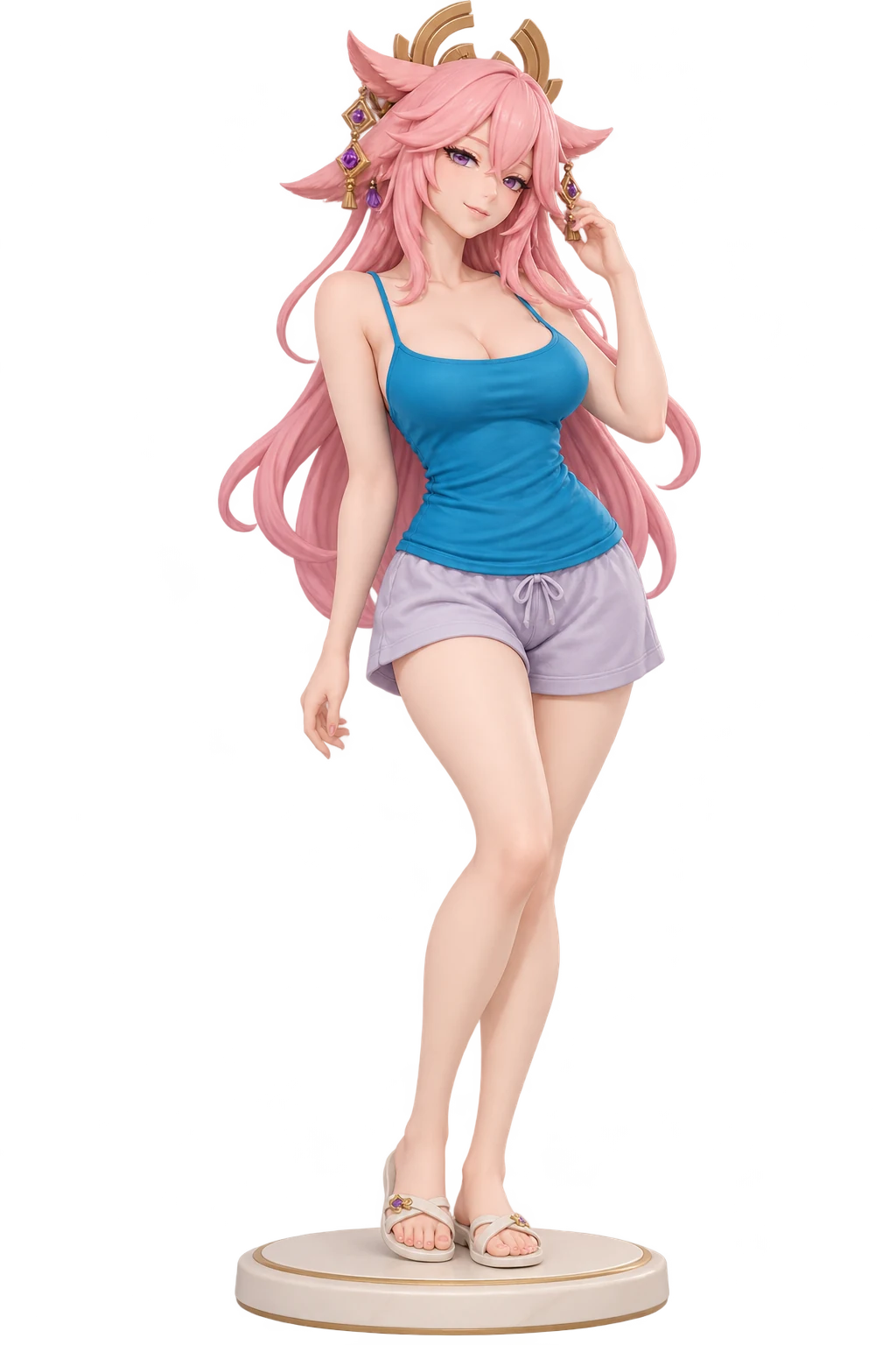 Genshin Impact · Yae Miko · Blue camisole + shorts · 3D Figure