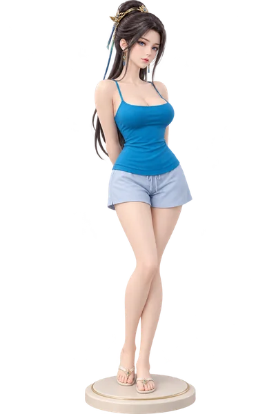 Yun Yun · Blue camisole + shorts · 3D