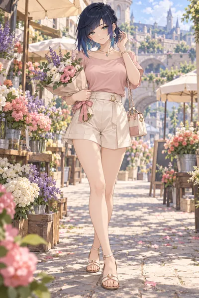 Yelan · Boatneck top + satin shorts