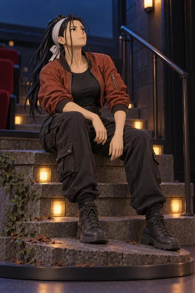Izumi Curtis · Bomber jacket + cargo pants · full-body fan figure outfit
