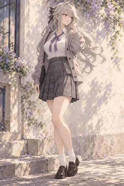 Alexandrina Sebastiane · Preppy cardigan + pleated skirt