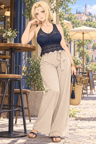 Tsunade · Crochet top + linen pants