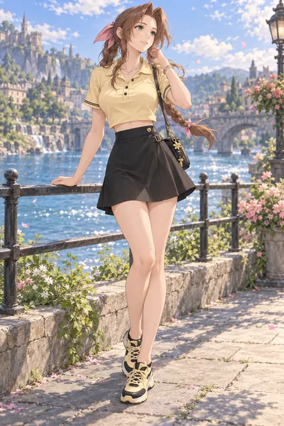 Aerith Gainsborough · Cropped polo + A-line mini