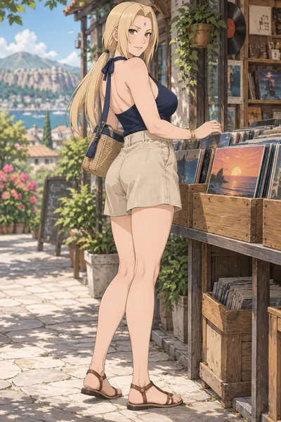 Tsunade · Halter top + linen shorts