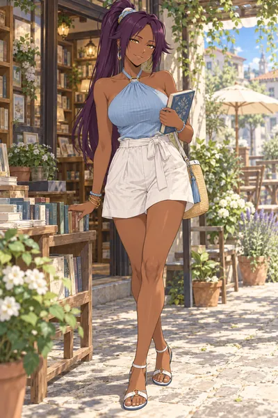 Yoruichi Shihoin · Halter top + linen shorts