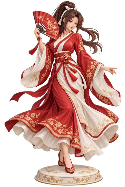 Mai Shiranui · Hanfu + 3D figures · Cross-collar ruqun + embroidered fan