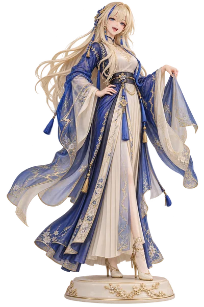 Serval · Hanfu + 3D figures · Song-inspired beizi + pleated skirt