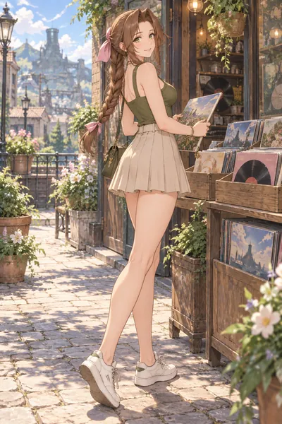 Aerith Gainsborough · Knit tank + pleated miniskirt