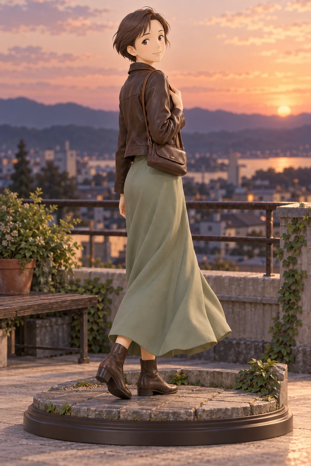 Only Yesterday · Taeko Okajima · Leather jacket + slip dress · 3D Figure