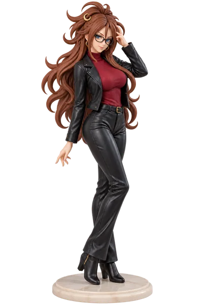 Android 21 · Black + red · Leather jackets + leather trousers