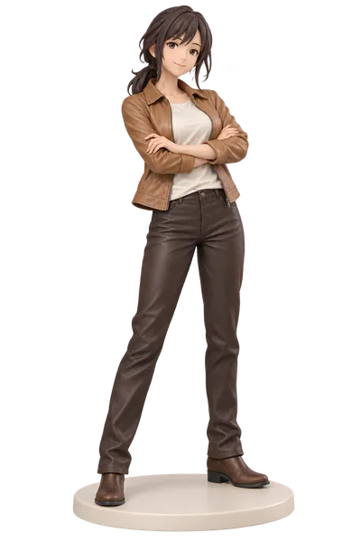 Hana · Tan + dark brown · Leather jackets + leather trousers