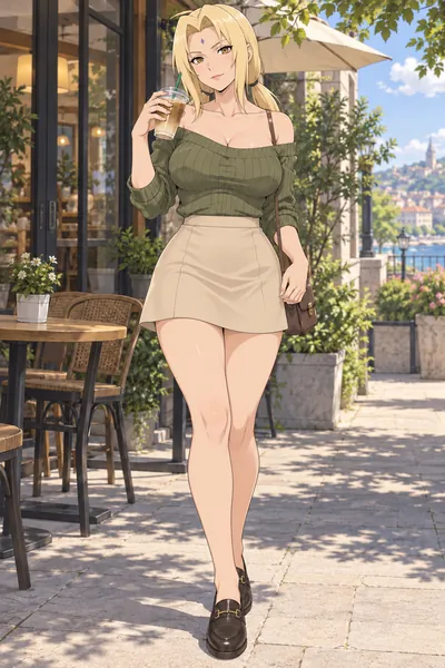 Tsunade · Off-shoulder top + miniskirt