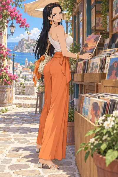 Nico Robin · One-shoulder top + wide-leg pants