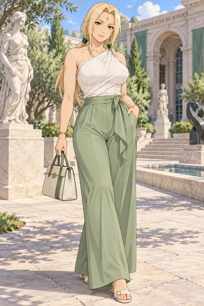 Tsunade · One-shoulder top + wide-leg pants