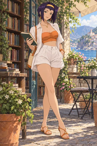 Faye Valentine · Open shirt + bandeau and shorts