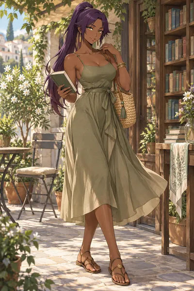 Yoruichi Shihoin · Slip dress + flat sandals