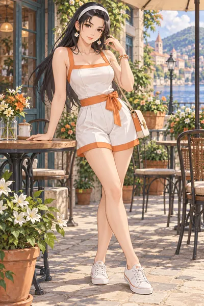 카자마 준 · 스퀘어넥 롬퍼＋캔버스화