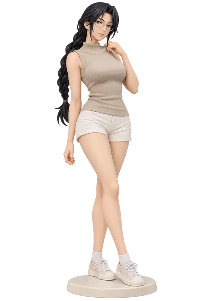 Lisa Yadomaru · Beige knit tank + shorts · transparent figure