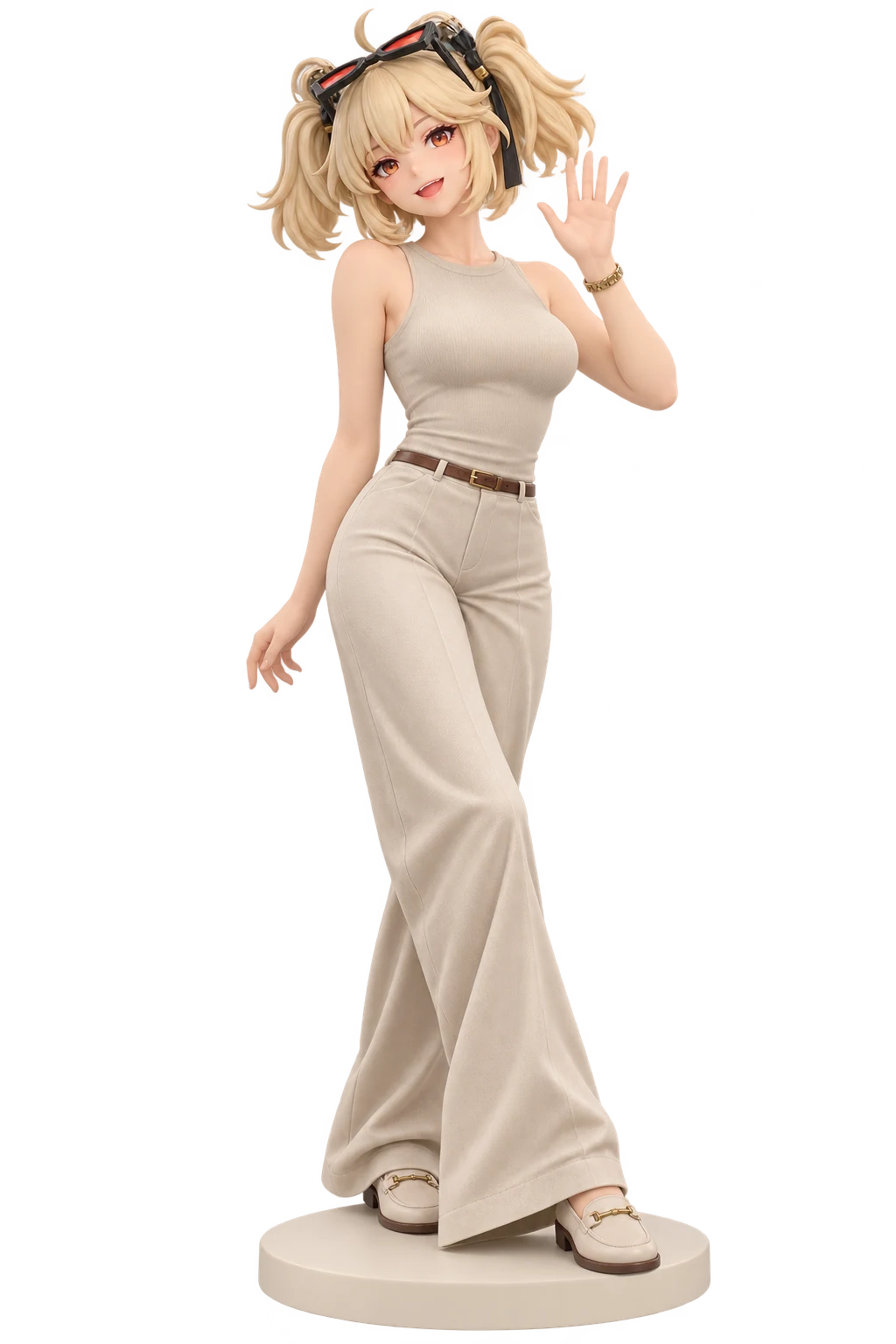 Zenless Zone Zero · Burnice White · Beige tank + wide-leg trousers · 3D Figure