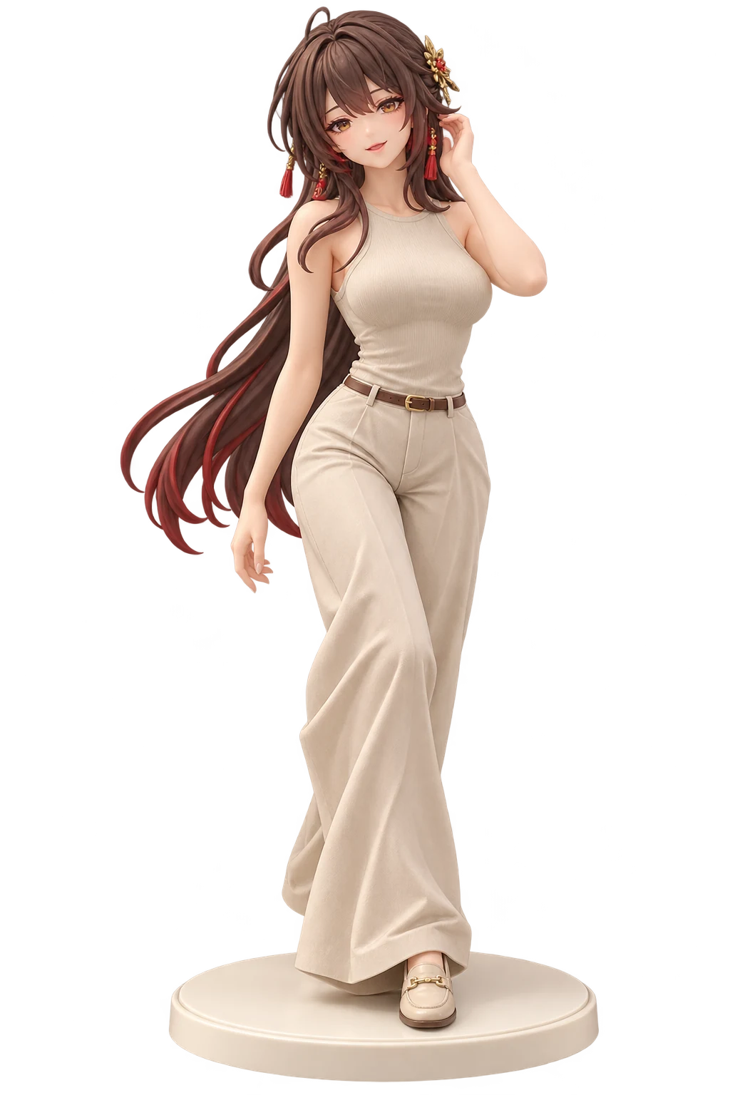 Honkai: Star Rail · Lingsha · Beige tank + wide-leg trousers · 3D Figure