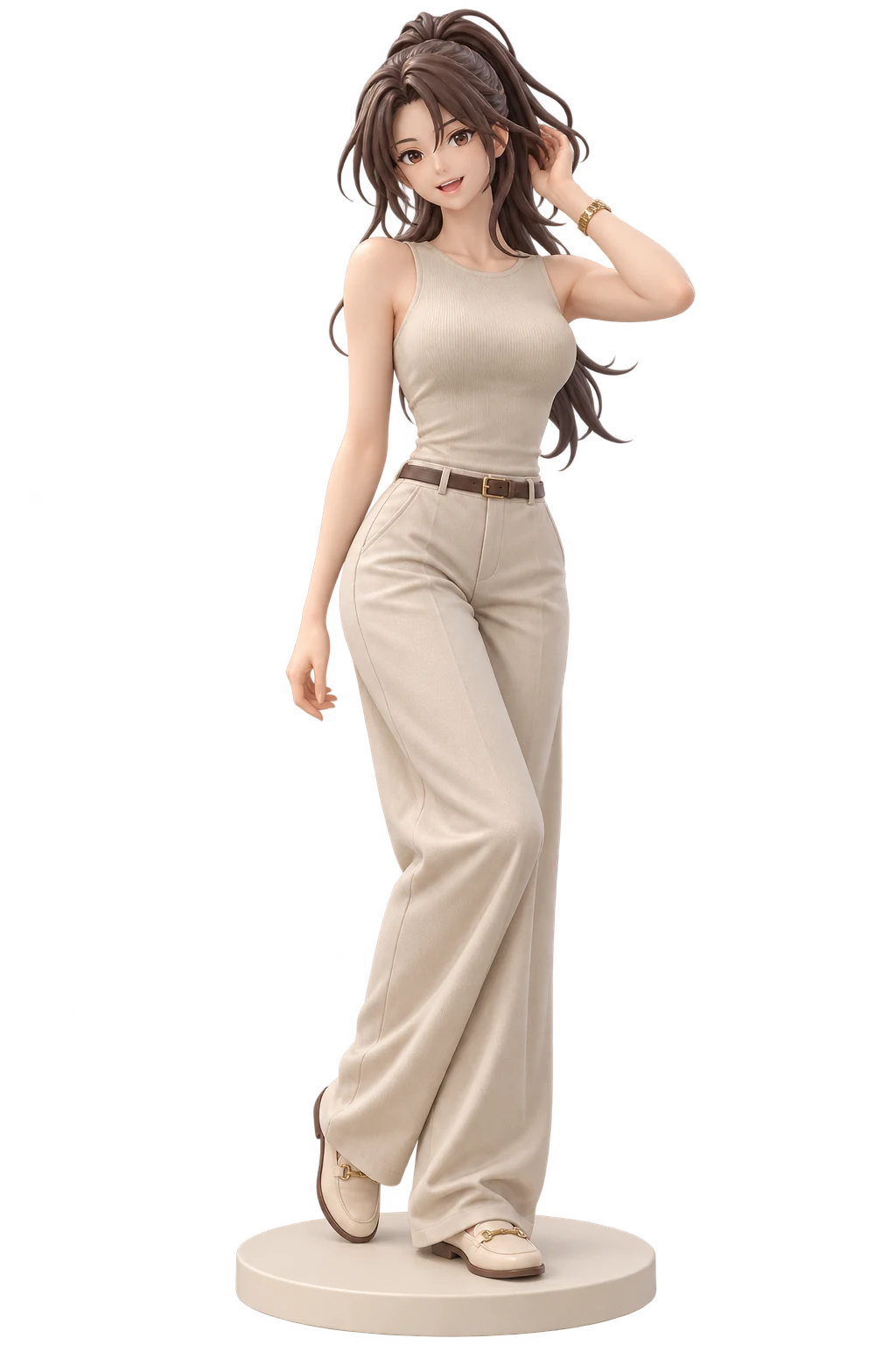 Link Click · Qiao Ling · Beige tank + wide-leg trousers · 3D Figure