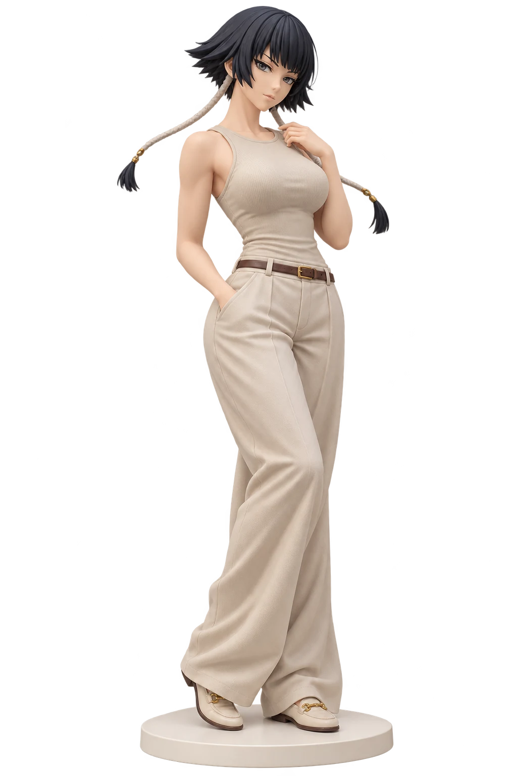 Bleach · Soi Fon · Beige tank + wide-leg trousers · 3D Figure