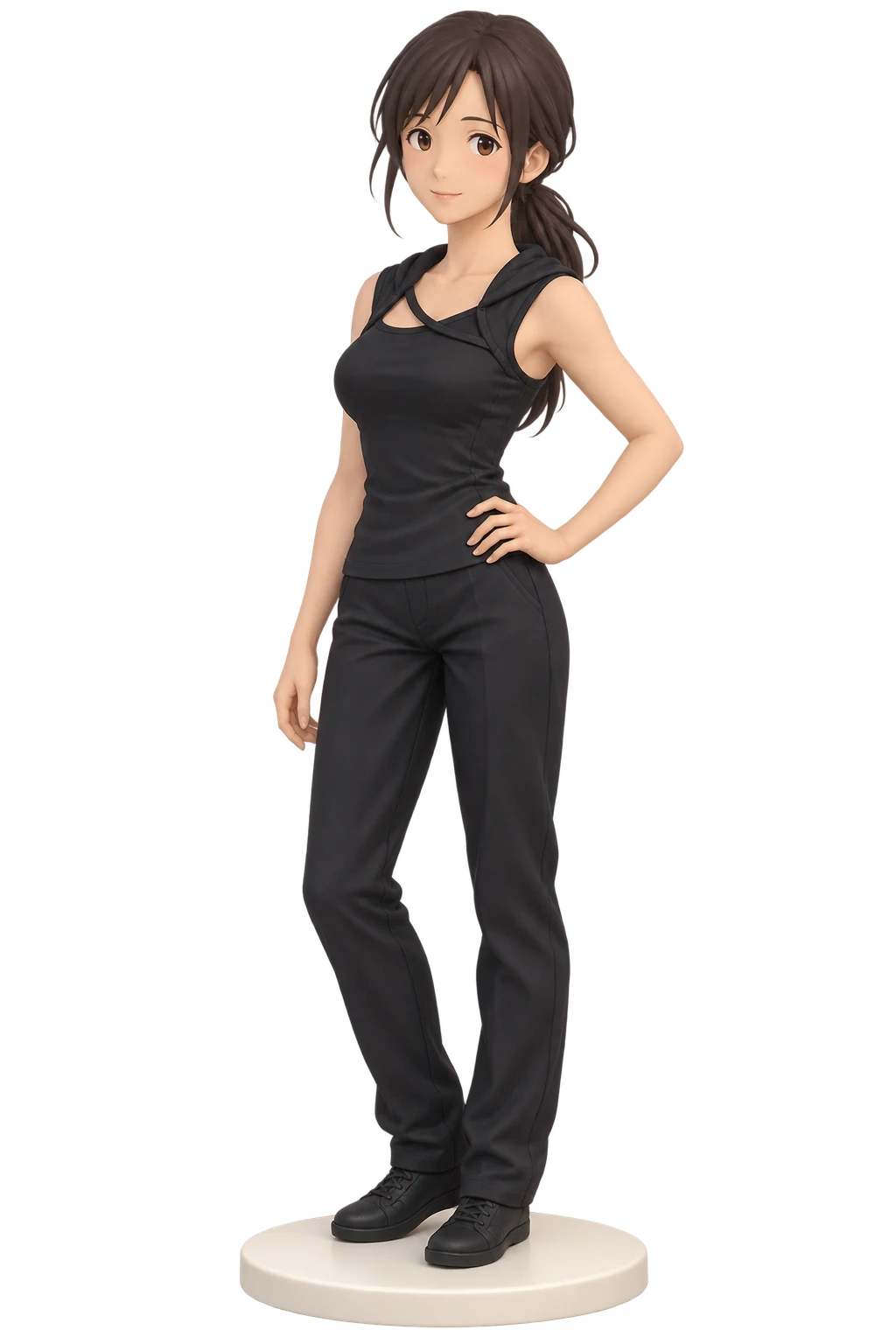 Wolf Children · Hana · Black hooded top + trousers · 3D Figure