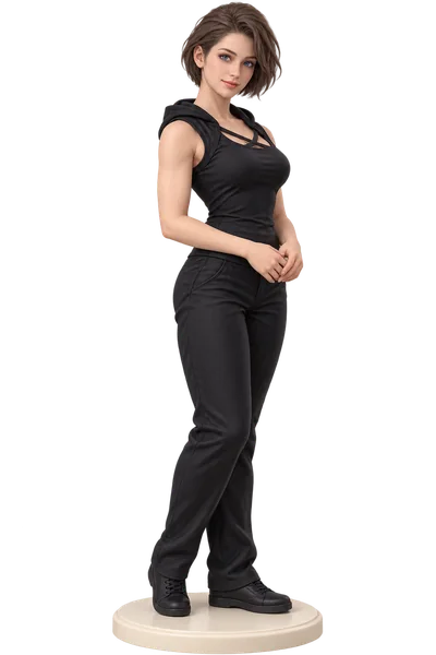 Jill Valentine · Black hooded top + trousers · transparent figure