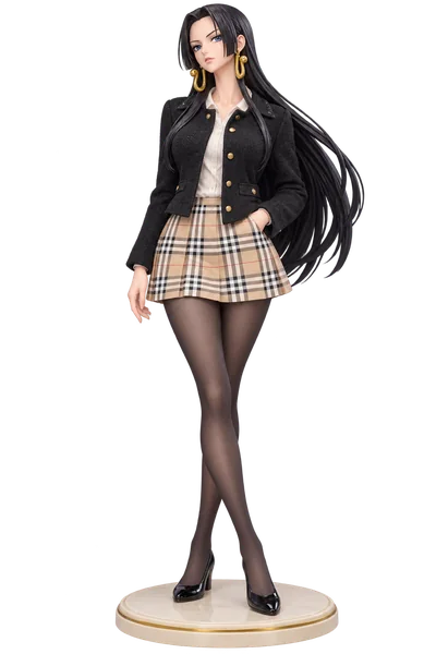 Boa Hancock · Black tweed jacket + plaid skirt · transparent figure