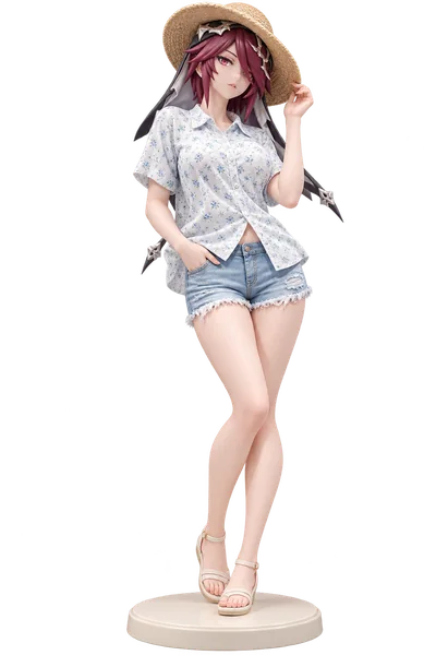 Rosaria · Floral shirt + straw hat · transparent figure