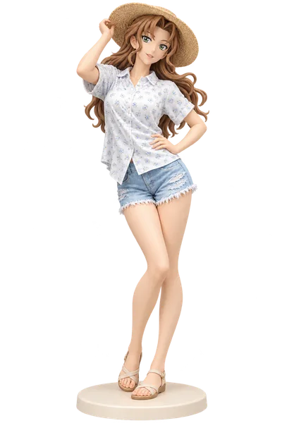 Yukiko Kudo · Floral shirt + straw hat · transparent figure