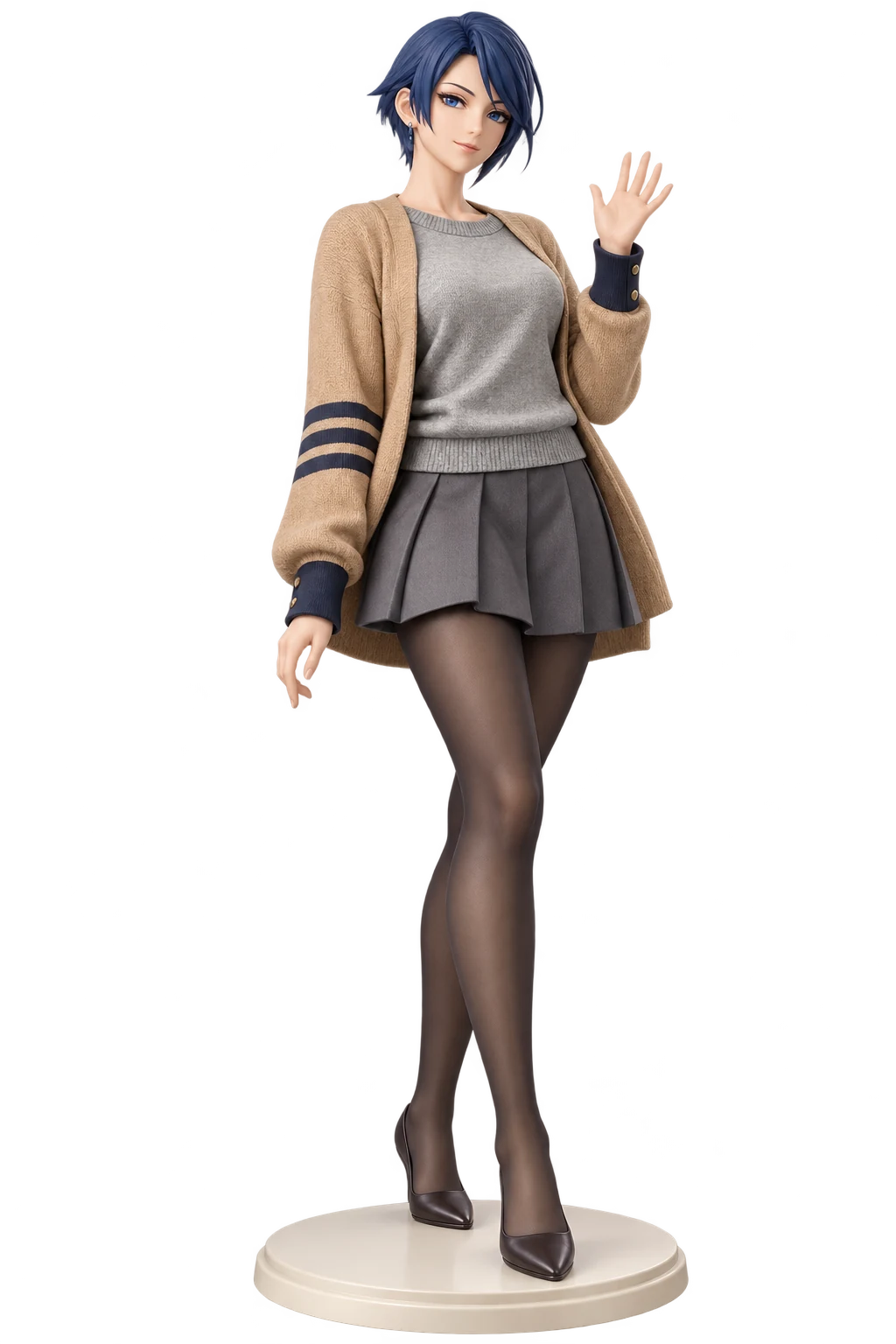 The King of Fighters · Elisabeth Blanctorche · Camel cardigan + gray pleats · 3D Figure