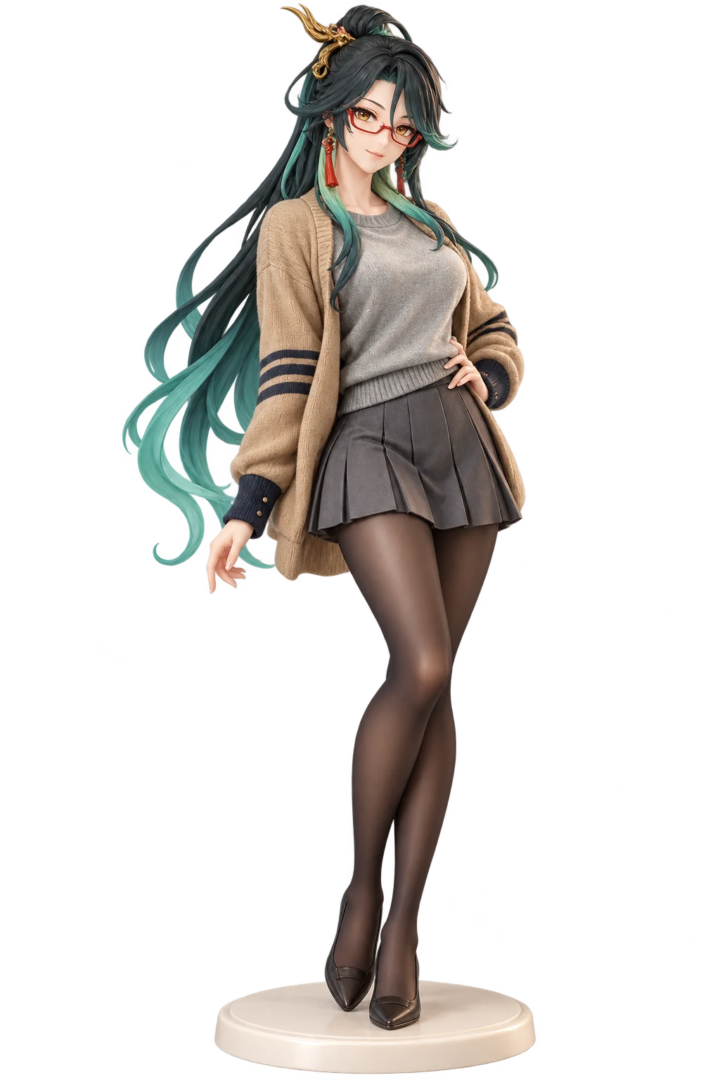 Genshin Impact · Xianyun · Camel cardigan + gray pleats · 3D Figure