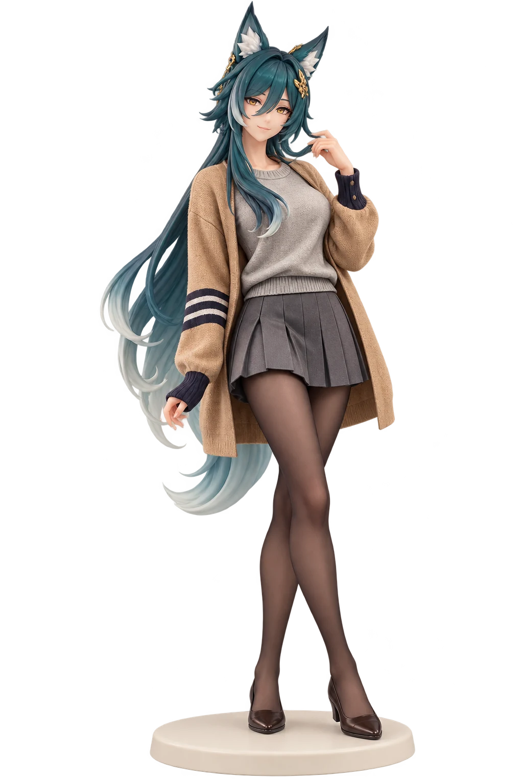 Honkai: Star Rail · Yukong · Camel cardigan + gray pleats · 3D Figure