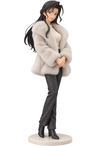 Rena Mizunashi · Faux-fur coat + trousers · transparent figure