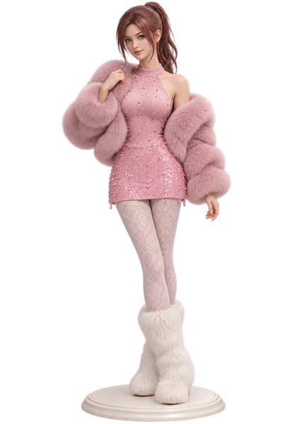 Claire Redfield · Pink plush jacket + sequin skirt · Streetwear wardrobe · Volume 1