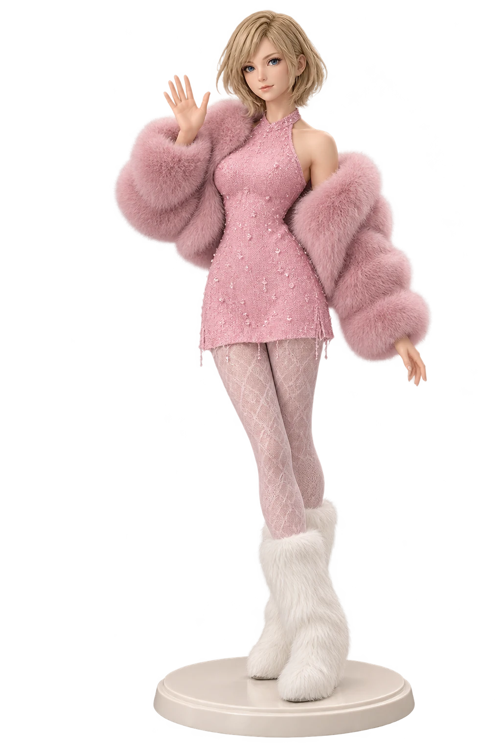 Final Fantasy XII · Ashe · Pink plush jacket + sequin skirt · 3D Figure