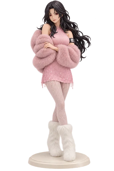 Kurenai Yuhi · Pink plush jacket + sequin skirt · transparent figure