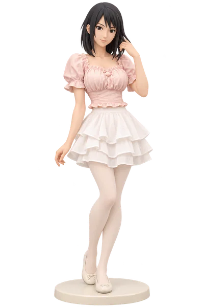 Shizune · Pink puff sleeves + flared skirt · transparent figure