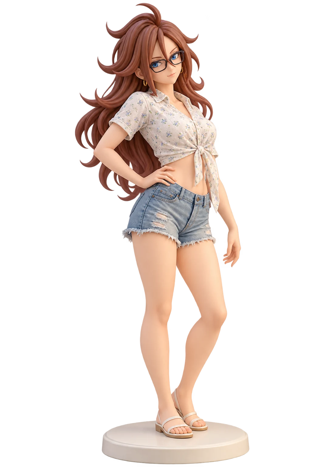 Dragon Ball · Android 21 · Floral shirt + denim shorts · 3D Figure