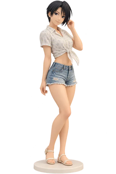 Maria Ross · Floral shirt + denim shorts · 3D