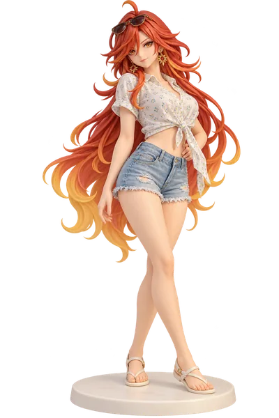 Mavuika · Floral shirt + denim shorts · transparent figure