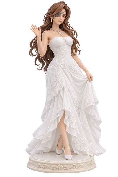 Beatrix · White lace evening dress · transparent figure