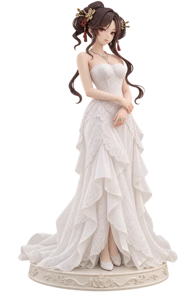 Chiori · White lace evening dress · transparent figure