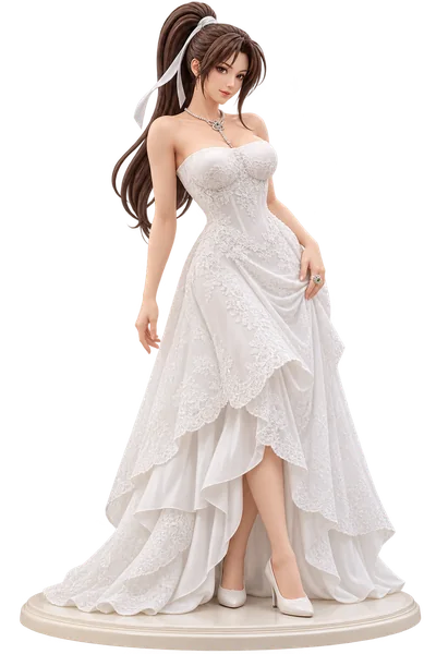 Mai Shiranui · White lace evening dress · transparent figure