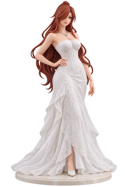 Mei Terumi · White lace evening dress · transparent figure