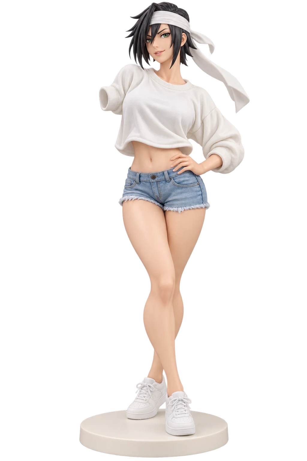 Bleach · Kūkaku Shiba · White sweatshirt + denim shorts · 3D Figure
